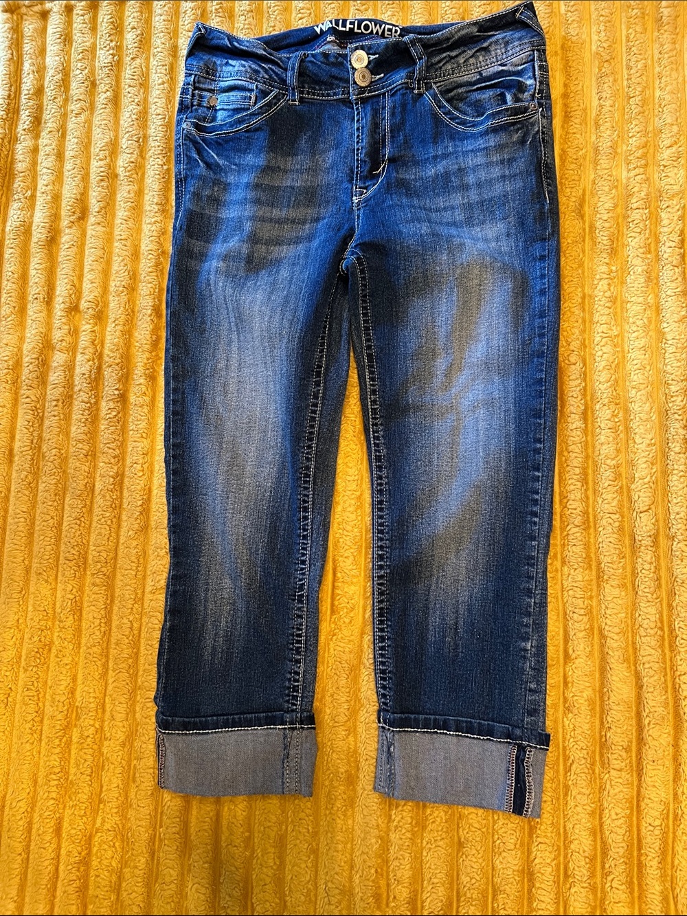 Wallflower Blue Rolled Cuff Crop Jeans